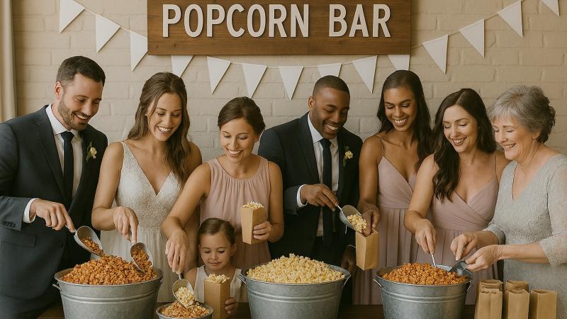 Wedding Guests Enjoying Popcorn