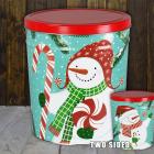 Peppermint Snowman 3.5 Gallon Popcorn Tin